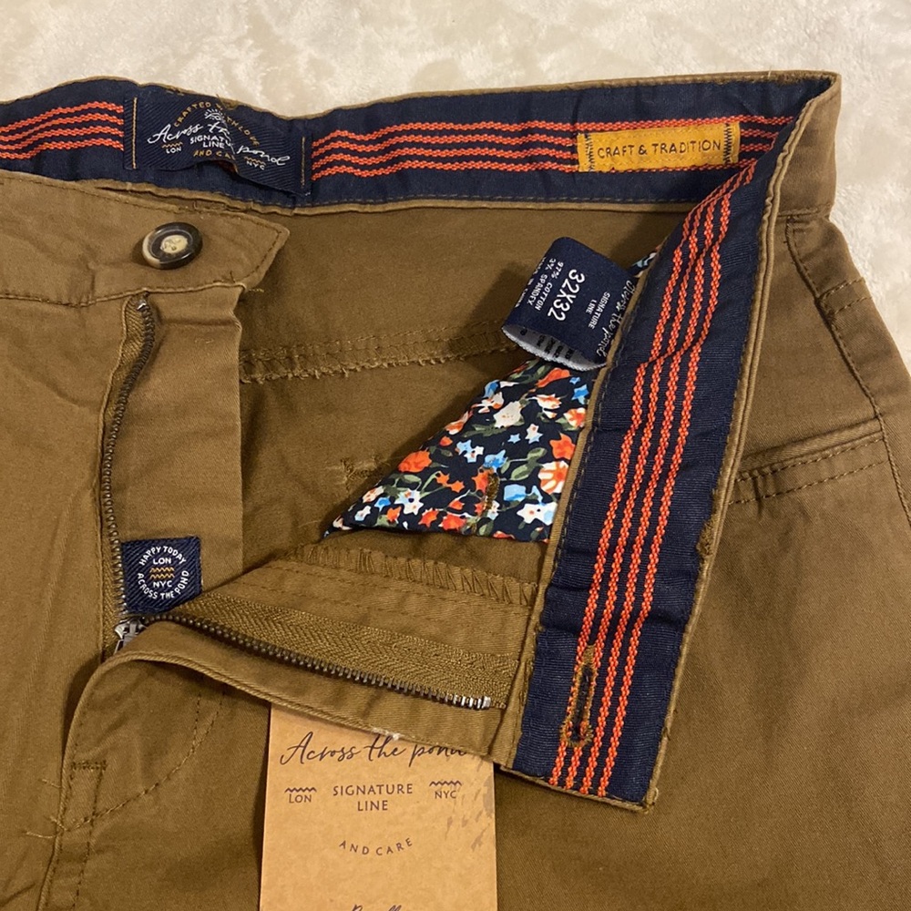 NWT Across The Pond Slim Fit Stretch Chino in Tobacco - Picture 3 of 7